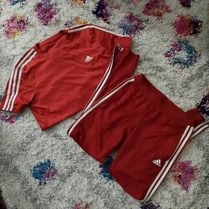 ADIDAS Two-Piece Red Climalite Top/Pants Set